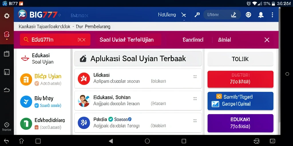 Antarmuka aplikasi BIG777 yang intuitif untuk soal ujian.