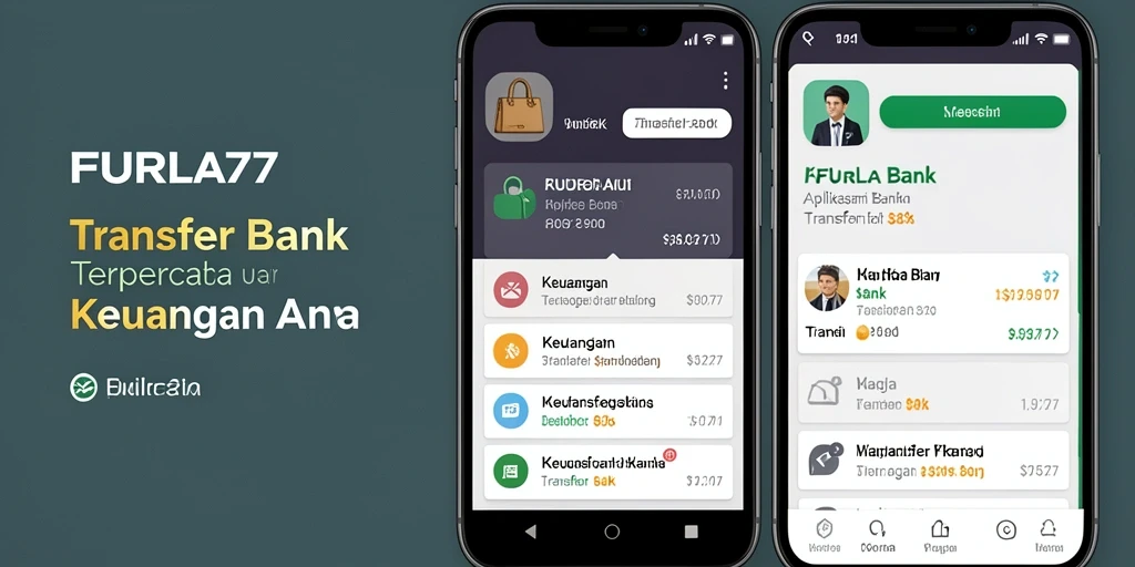 Screenshot utama FURLA77 menampilkan antarmuka aplikasi transfer bank yang modern.