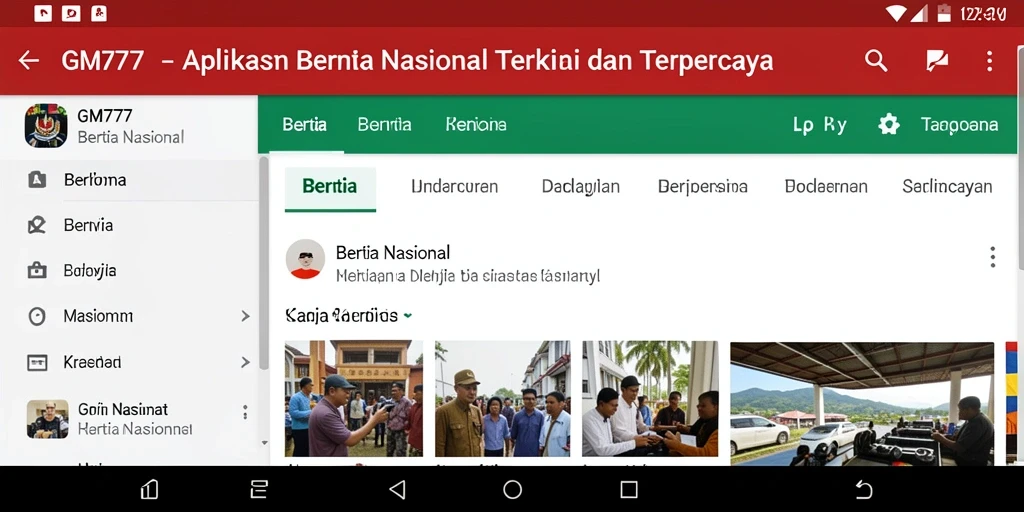 Screenshot utama GM777 menunjukkan antarmuka Berita Nasional yang informatif.