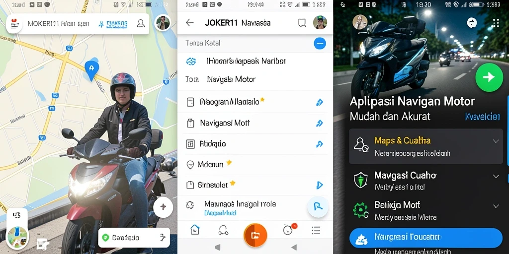 Tampilan antarmuka pengguna JOKER11 untuk Navigasi Motor.