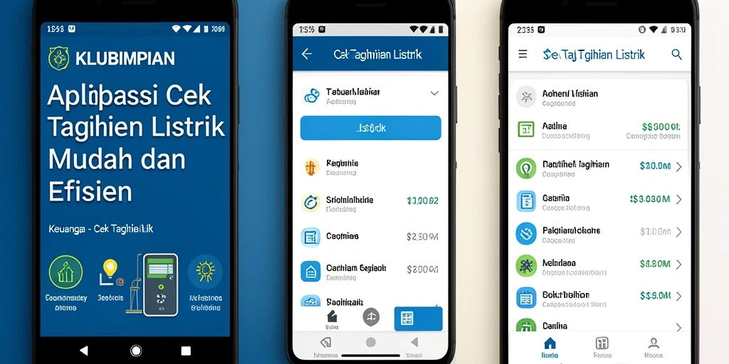 Tampilan antarmuka aplikasi KLUBIMPIAN untuk Cek Tagihan Listrik.