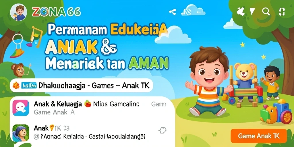 Antarmuka interaktif ZONA66 untuk belajar dan bermain anak.